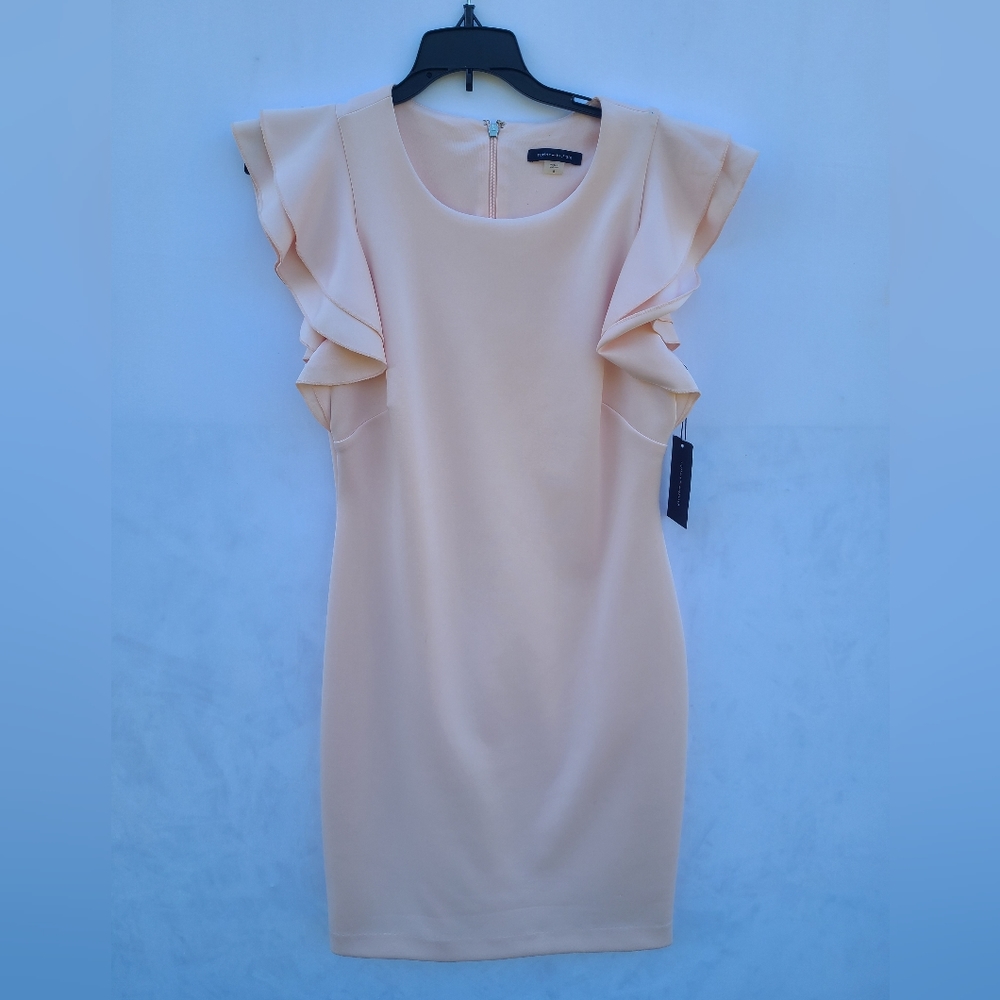 Tommy Hilfiger pink ruffled sleeve dress size 8